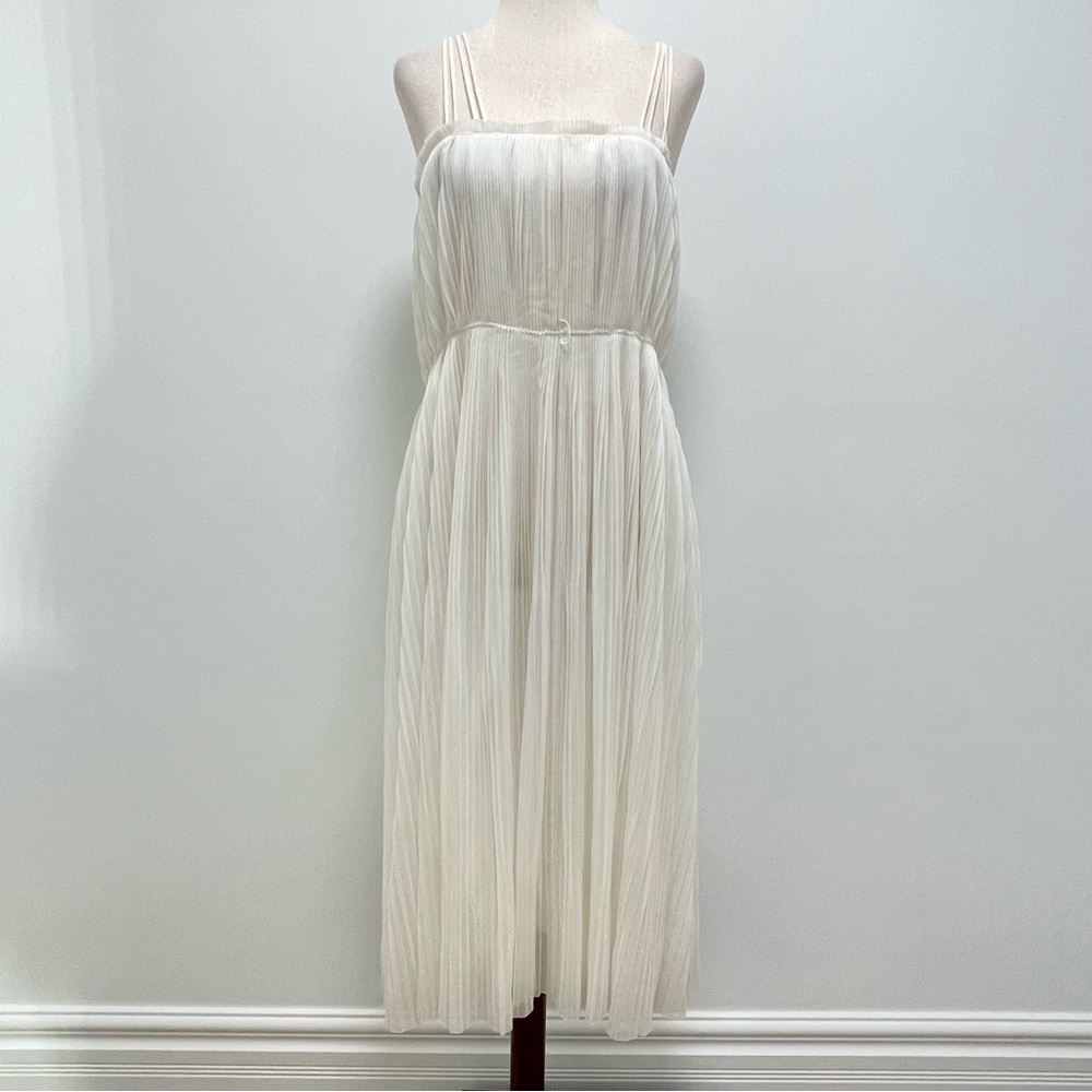 Vintage 1960’s Vanity Fair Pleated Nylon Midi Dress, Ivory, 34, Large - Picture 1 of 10